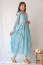 Aasmani Rang Anarkali Suit Set - Image 4