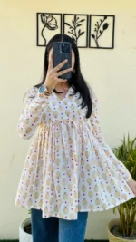 Cotton White Flared Aliacut Peplum Top