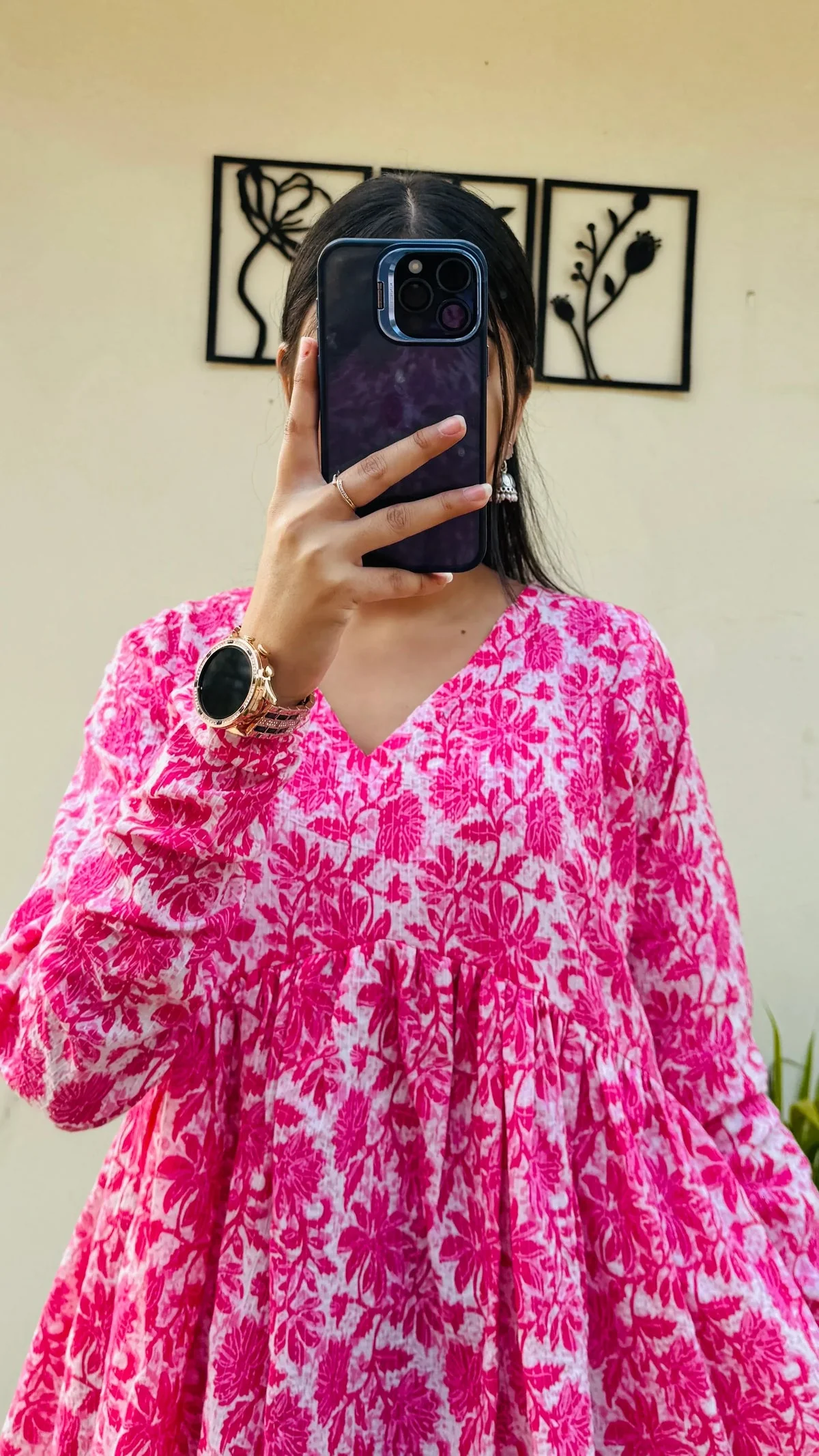 rn-image_picker_lib_temp_37e743a4-65e7-472a-9ac9-83021e9d0707.webp Cotton Katha Pink Printed Flared Peplum Top - Image 1