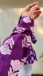 Cotton Wine Flared Printed Aliacut Peplum Top - Image 4