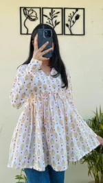 Cotton White Flared Aliacut Peplum Top - Image 5