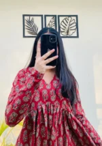 Cotton Flared Floral Print Aliacut Peplum Top