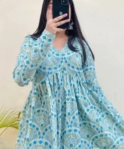 Cotton Printed Flared Aliacut Peplum Top