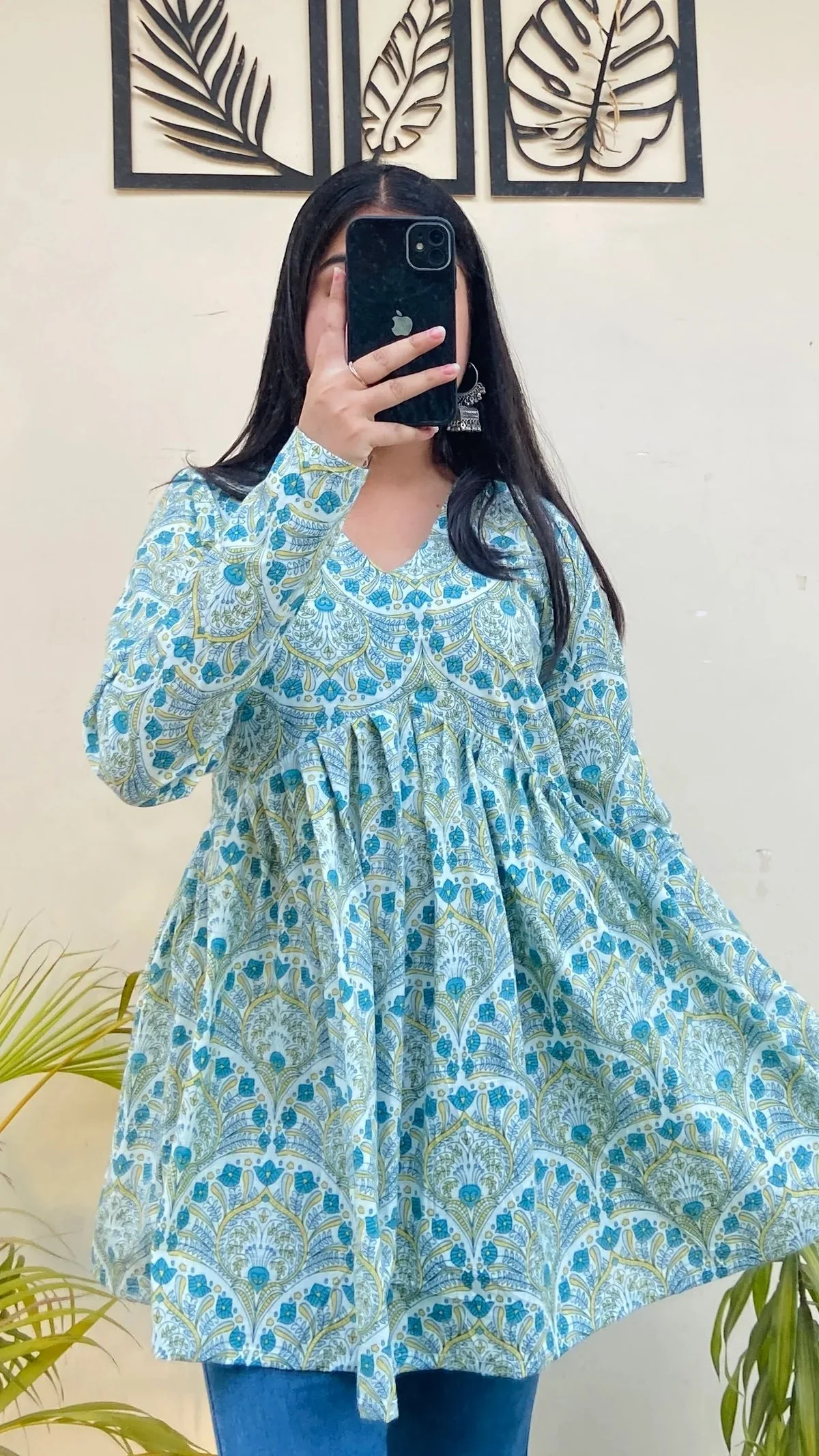 rn-image_picker_lib_temp_75cf9ba1-0bf3-45d6-a814-acf12330ed88.webp Cotton Printed Flared Aliacut Peplum Top - Image 1