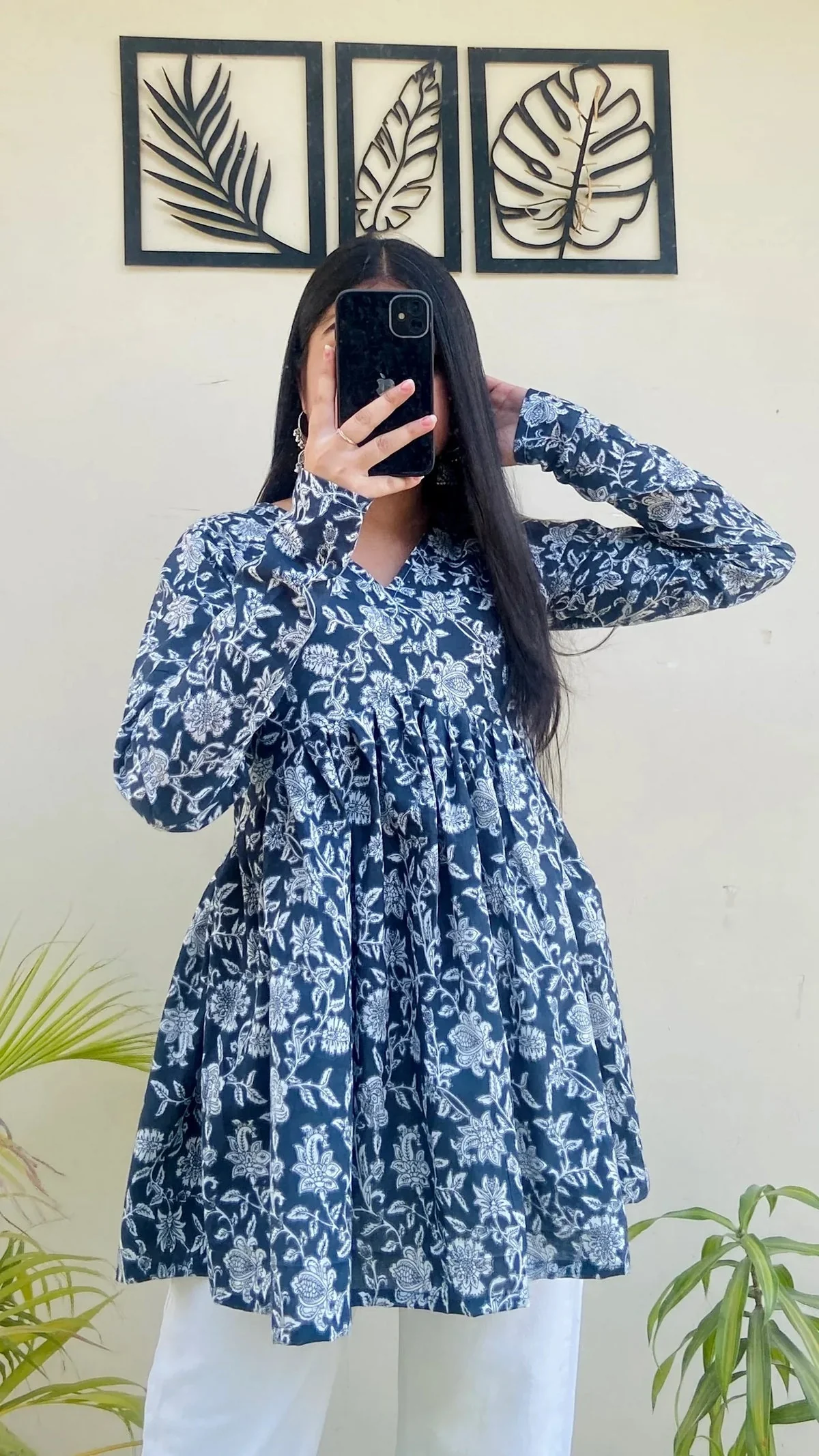 rn-image_picker_lib_temp_801c3394-6519-4051-9239-f6843e4dd564.webp Cotton Blue Flared Printed Aliacut Peplum Top - Image 1