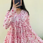 Cotton Flared Floral Printed Aliacut Peplum Top