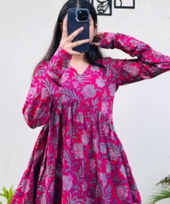 Cotton Flared Printed Aliacut Peplum Top