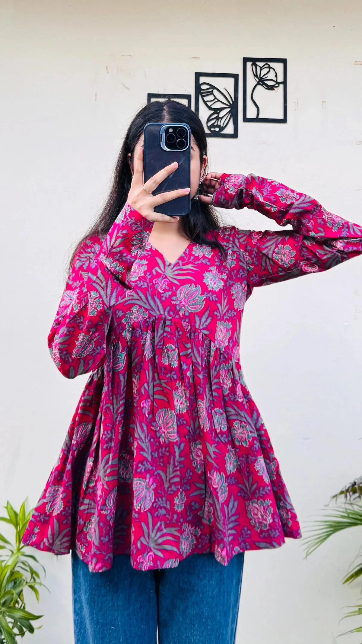 Cotton Flared Printed Aliacut Peplum Top