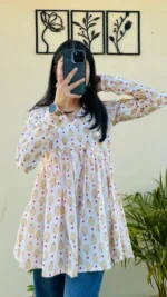 Cotton White Flared Aliacut Peplum Top - Image 3