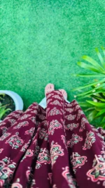 Cotton Flared Maroon Aliacut Ajarakh Print Peplum Top - Image 7