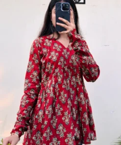 Cotton Flared Printed Aliacut Peplum Top